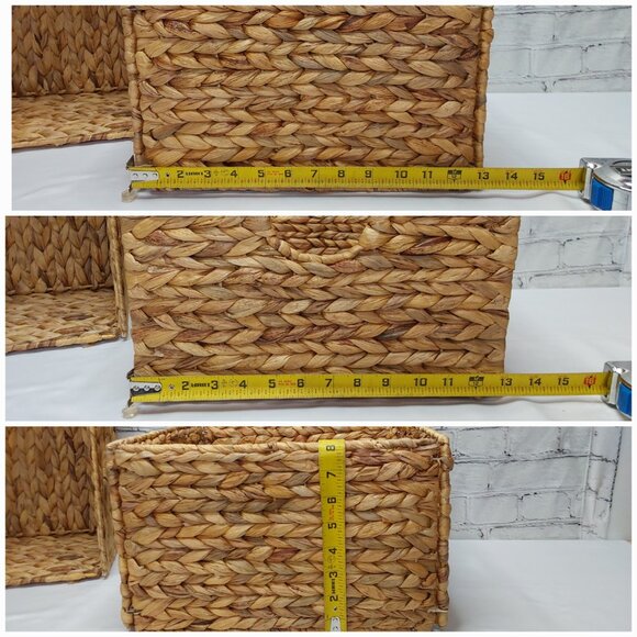 HAND WOVEN WATER~HYACINTH FOLDING STORAGE CUBE BASKETS 2-PIECE SET - Picture 12 of 16